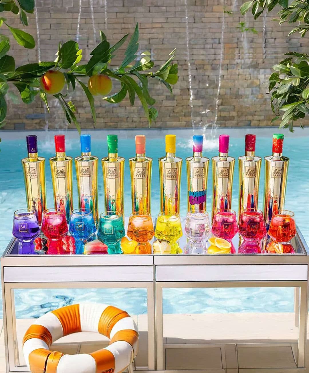 Au Vodka bottles